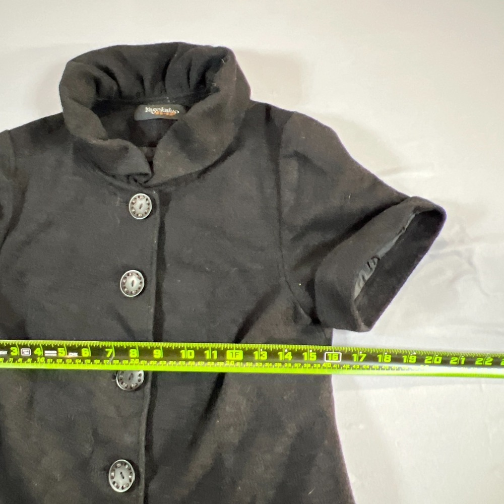 Yagekaluo Coat Dress Womens Medium Black Wool Blend Funnel Neck Button Front - Picture 6 of 9